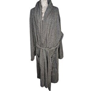 Upstate Men's Robe, Black White Jersey Knit, Small, Medium Organic Cotton, READ